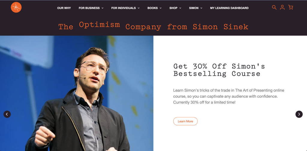 simon sinek public speaker website example